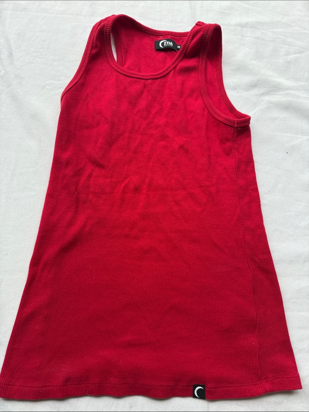 ZYIA Bright Red Ribbed Tank - Scoop Neck Sleeveless Top
